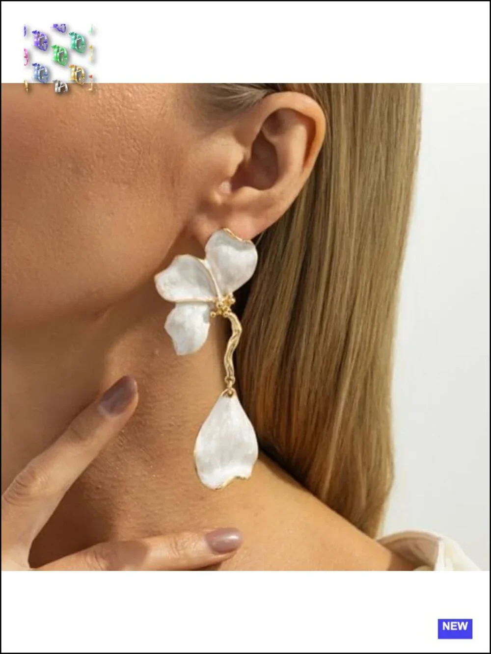 Enamel Resin Petal Leaf Dangle Earrings Lightweight Statement Drop Earrings